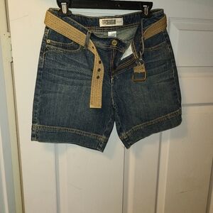 Route 66 High Rise Denim Shorts with Tan Belt Size 8